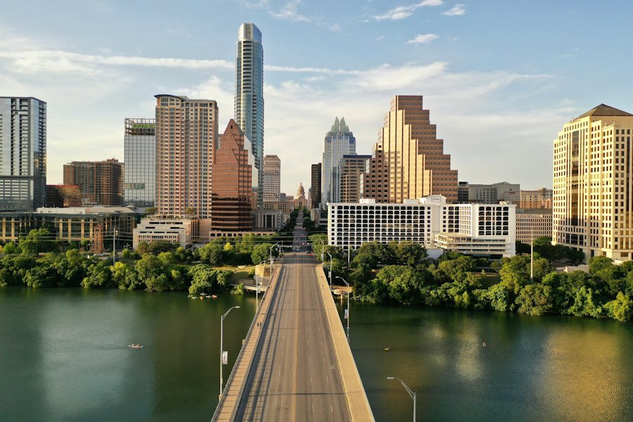 Downtown Austin skyline and the Congress Avenue bridge