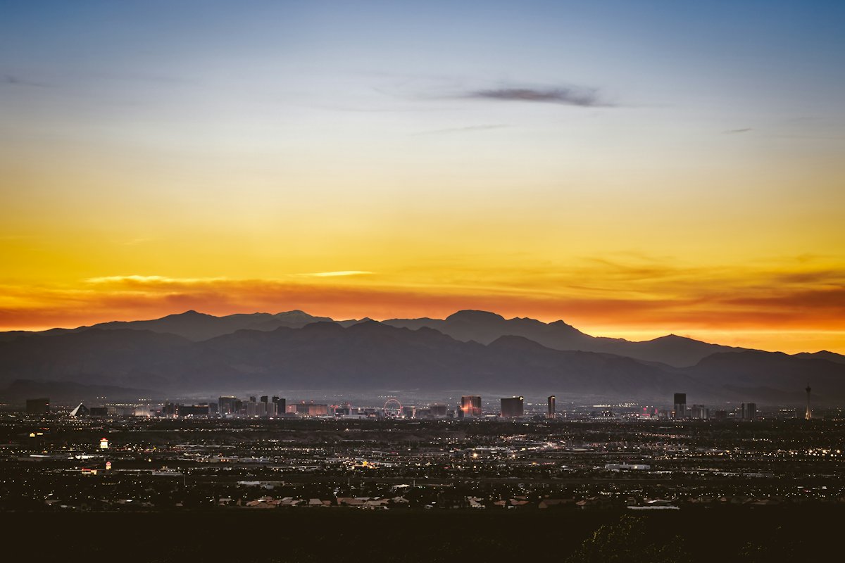 Sunset over the Las Vegas valley and mountains