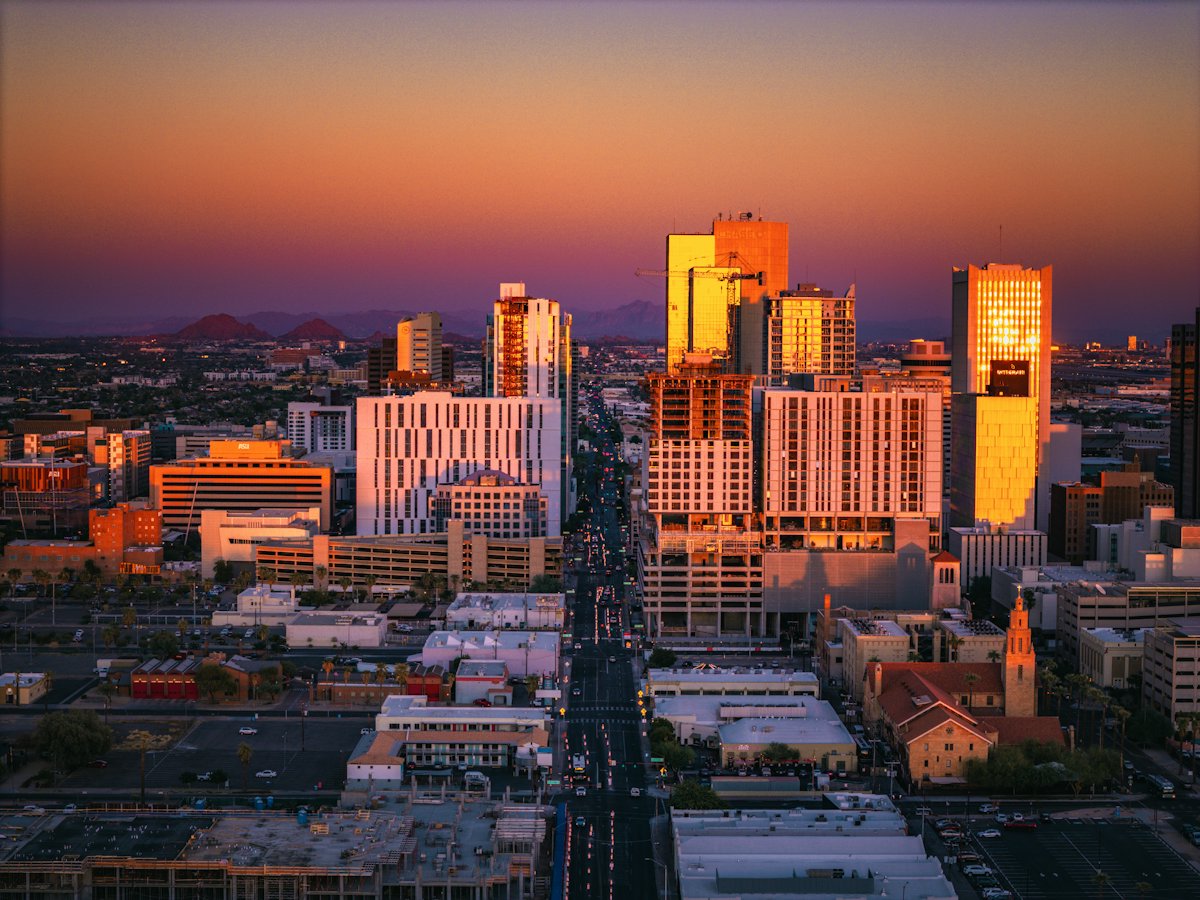 Downtown Phoenix at sunset