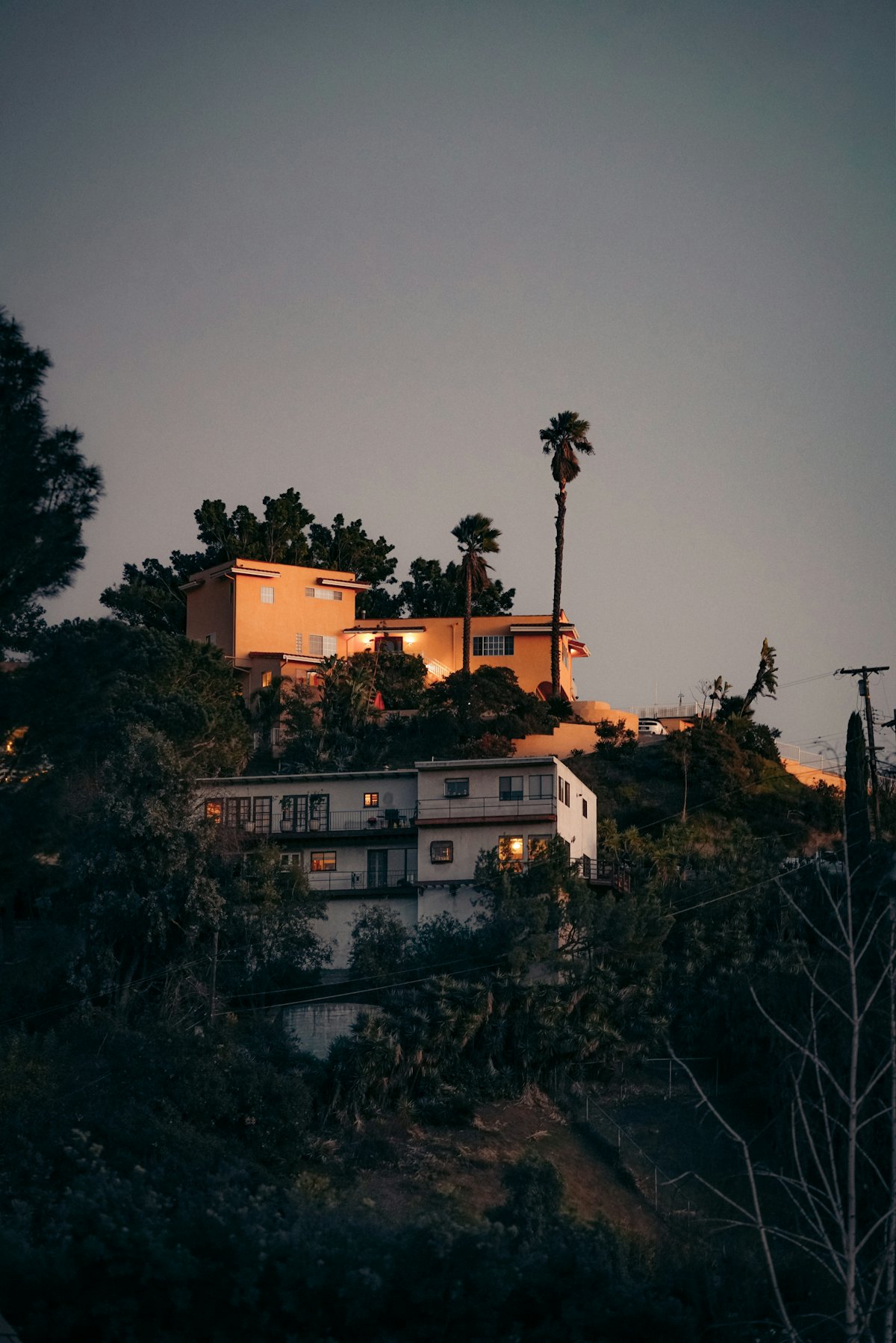 A Los Angeles residential building at dusk
